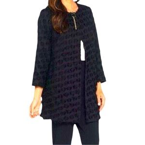 Dennis Basso Diagonal Clipped Jacquard Topper Black Size Large (14-16).
